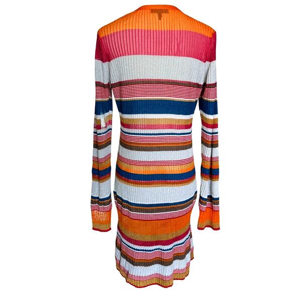 Rag & Bone Katie Mini Dress in Metallic Stripe Ribbed Knit Size M V-Neckline - Picture 7 of 10